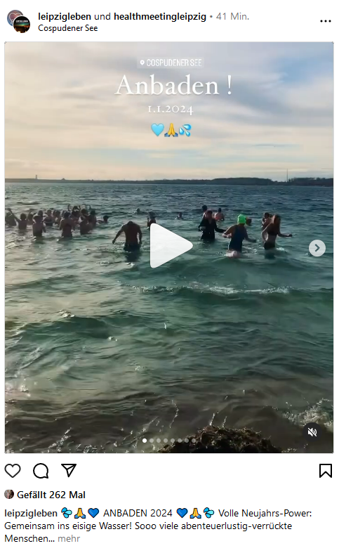 Leipzig Leben begleitet das Anbaden im Cospudener See am 1. Januar 2024.