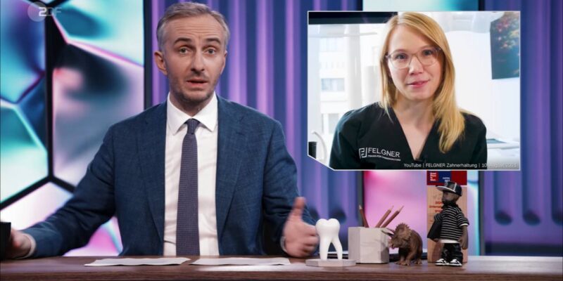 Eine Leipziger Zahnarztpraxis war Thema im "ZDF Magazin Royale" mit Jan Böhmermann. (Screenshot: ZDF)