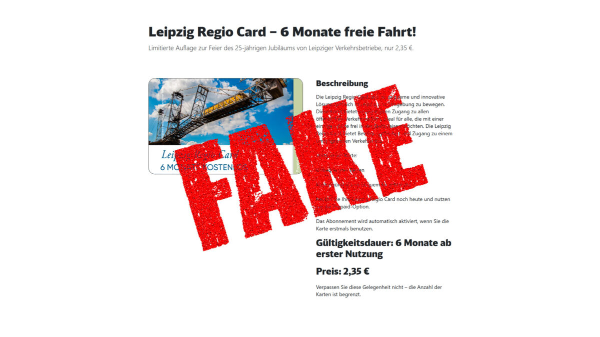 Dieses Angebot für eine günstiges LVB-Ticket ist ein Fake (Screenshot)