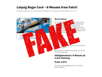 Dieses Angebot für eine günstiges LVB-Ticket ist ein Fake (Screenshot)