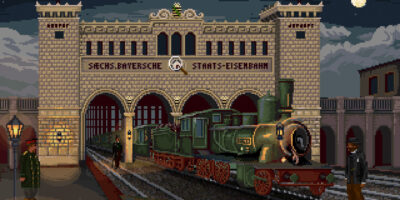 Bayerischer Bahnhof in Pixelgrafik (Screenshot: Homo Narrans Studio)